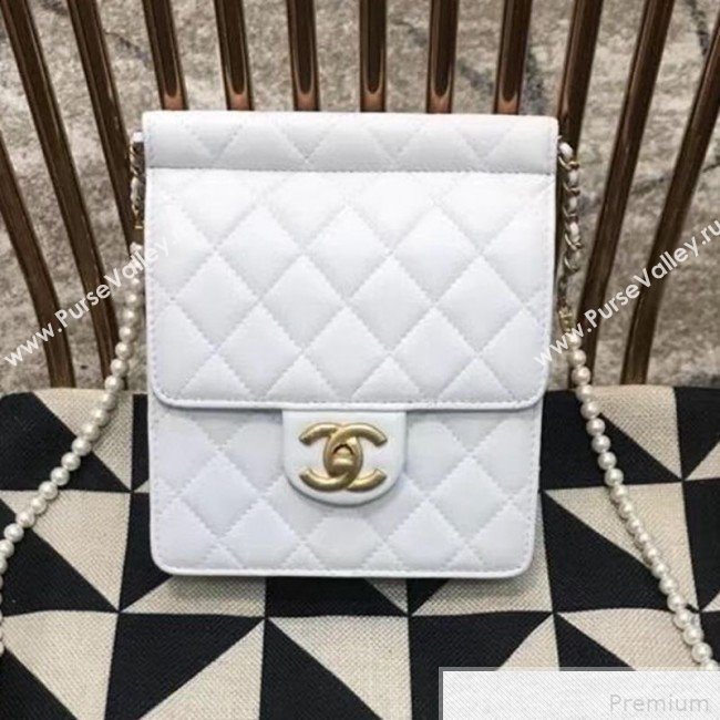 Chanel Pearl Flap Bag AS0580 White 2019 (JDH-9041810)