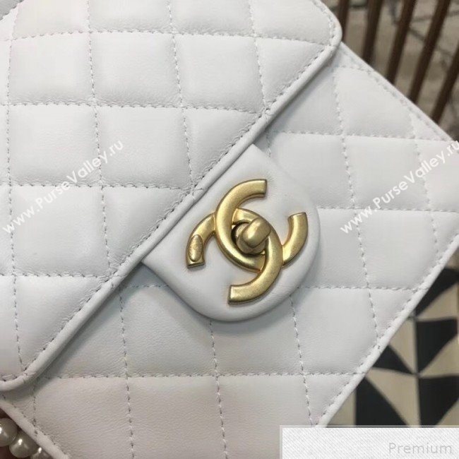 Chanel Pearl Flap Bag AS0580 White 2019 (JDH-9041810)