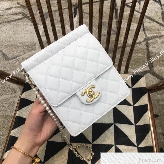 Chanel Pearl Flap Bag AS0580 White 2019 (JDH-9041810)