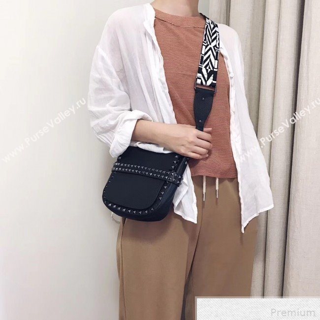 Valentino Rockstud Rolling Sandle Shoulder Bag Black/Gold 2019 (JJ3-9041915)