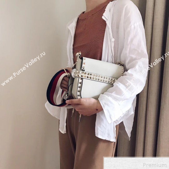 Valentino Rockstud Rolling Sandle Shoulder Bag White/Gold 2019 (JJ3-9041913)