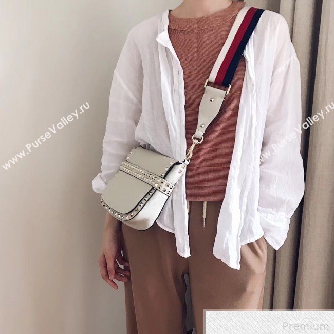Valentino Rockstud Rolling Sandle Shoulder Bag White/Gold 2019 (JJ3-9041913)