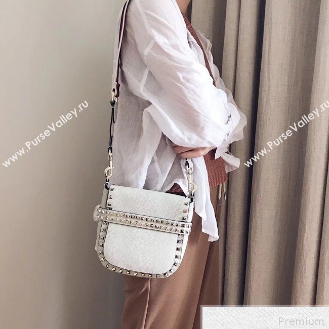 Valentino Rockstud Rolling Sandle Shoulder Bag White/Gold 2019 (JJ3-9041913)