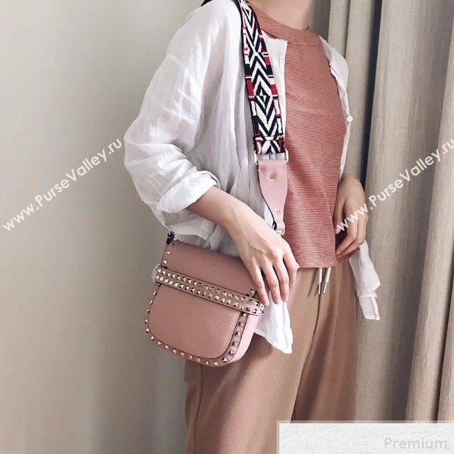 Valentino Rockstud Rolling Sandle Shoulder Bag Pink 2019 (JJ3-9041916)