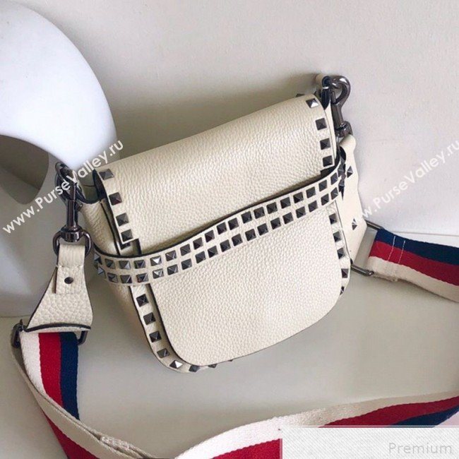 Valentino Rockstud Rolling Sandle Shoulder Bag White/Silver Grey 2019 (JJ3-9041912)