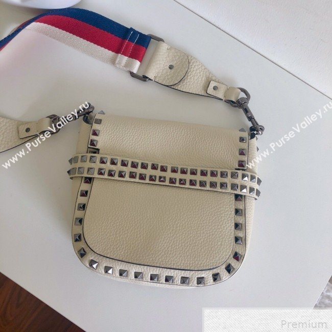 Valentino Rockstud Rolling Sandle Shoulder Bag White/Silver Grey 2019 (JJ3-9041912)