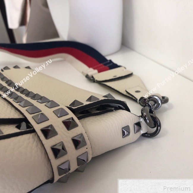 Valentino Rockstud Rolling Sandle Shoulder Bag White/Silver Grey 2019 (JJ3-9041912)