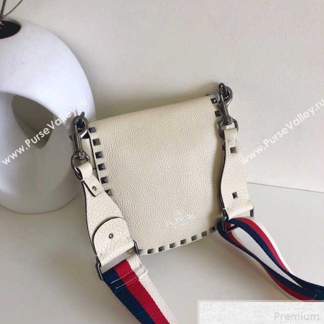 Valentino Rockstud Rolling Sandle Shoulder Bag White/Silver Grey 2019 (JJ3-9041912)