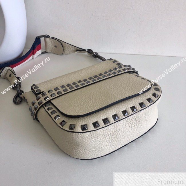 Valentino Rockstud Rolling Sandle Shoulder Bag White/Silver Grey 2019 (JJ3-9041912)