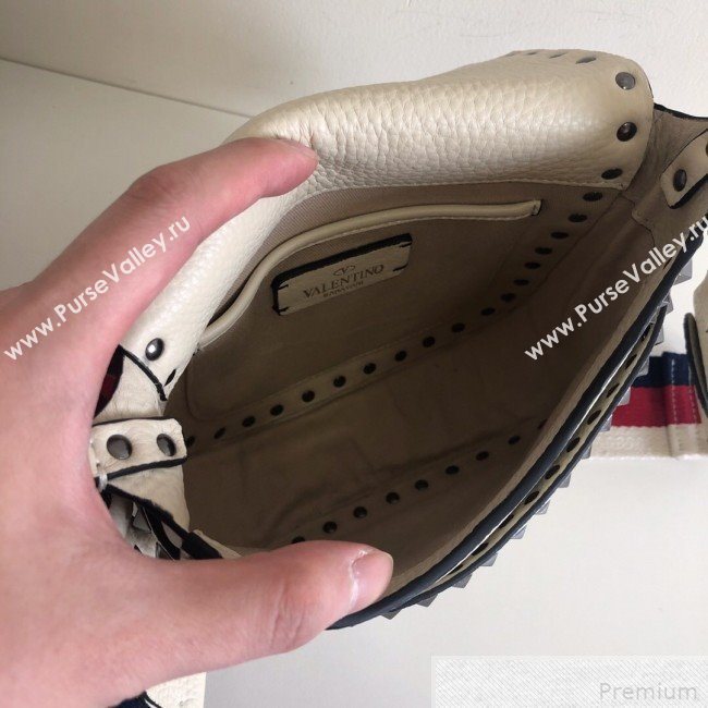 Valentino Rockstud Rolling Sandle Shoulder Bag White/Silver Grey 2019 (JJ3-9041912)