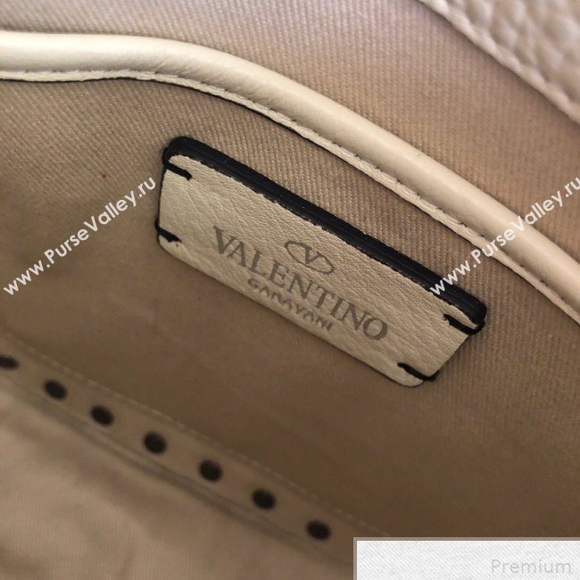 Valentino Rockstud Rolling Sandle Shoulder Bag White/Silver Grey 2019 (JJ3-9041912)