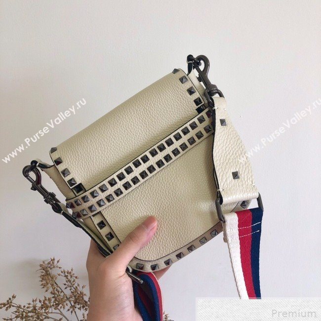Valentino Rockstud Rolling Sandle Shoulder Bag White/Silver Grey 2019 (JJ3-9041912)