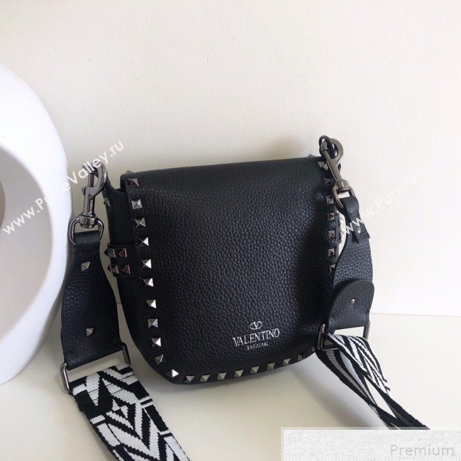Valentino Rockstud Rolling Sandle Shoulder Bag Black/Silver Grey 2019 (JJ3-9041914)
