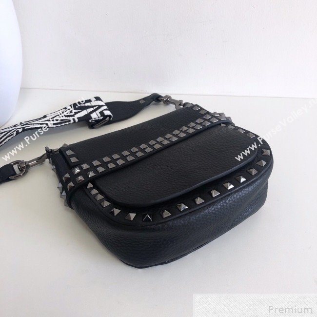 Valentino Rockstud Rolling Sandle Shoulder Bag Black/Silver Grey 2019 (JJ3-9041914)