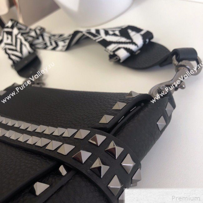 Valentino Rockstud Rolling Sandle Shoulder Bag Black/Silver Grey 2019 (JJ3-9041914)