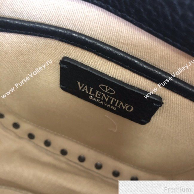 Valentino Rockstud Rolling Sandle Shoulder Bag Black/Silver Grey 2019 (JJ3-9041914)