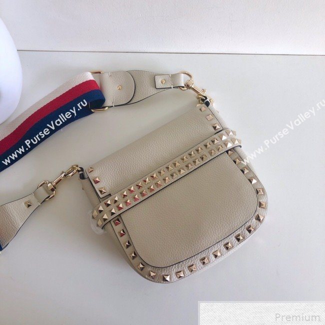 Valentino Rockstud Rolling Sandle Shoulder Bag White/Gold 2019 (JJ3-9041913)