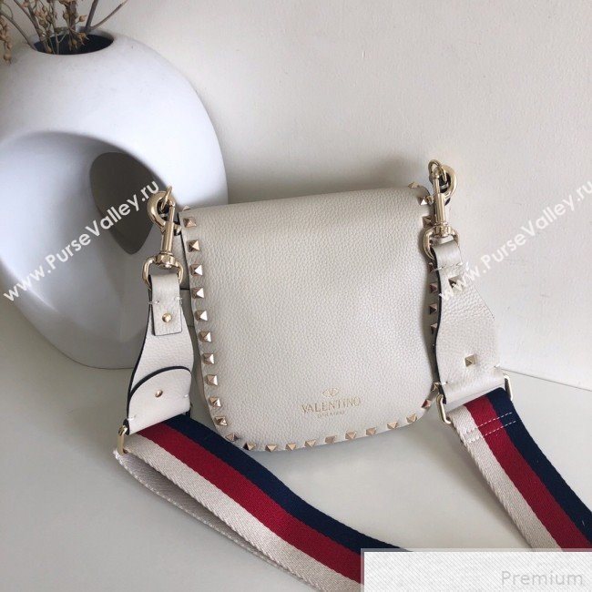 Valentino Rockstud Rolling Sandle Shoulder Bag White/Gold 2019 (JJ3-9041913)