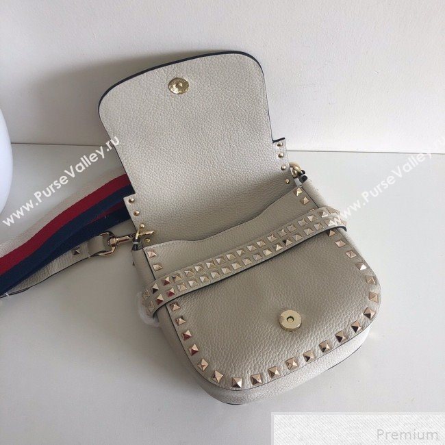 Valentino Rockstud Rolling Sandle Shoulder Bag White/Gold 2019 (JJ3-9041913)