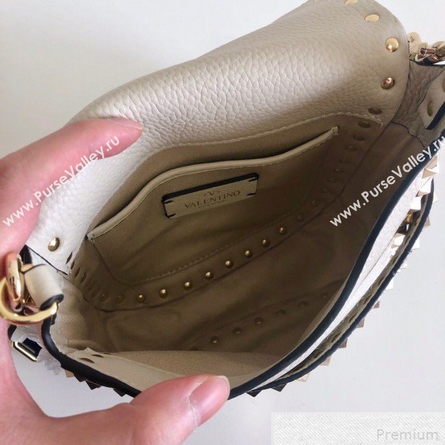 Valentino Rockstud Rolling Sandle Shoulder Bag White/Gold 2019 (JJ3-9041913)