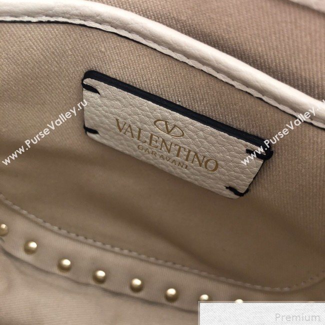 Valentino Rockstud Rolling Sandle Shoulder Bag White/Gold 2019 (JJ3-9041913)