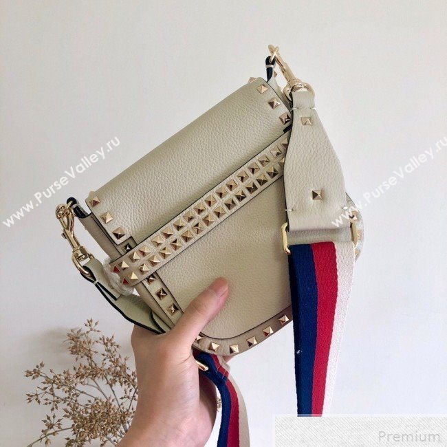 Valentino Rockstud Rolling Sandle Shoulder Bag White/Gold 2019 (JJ3-9041913)