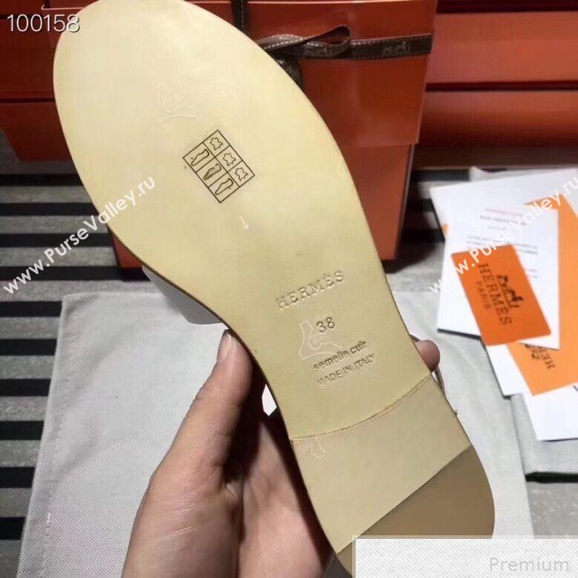 Hermes Santorini Smooth Calfskin Flat Sandals White 2019 (KQN-9042624)