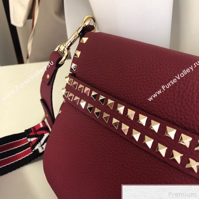 Valentino Rockstud Rolling Sandle Shoulder Bag Burgundy 2019 (JJ3-9041917)