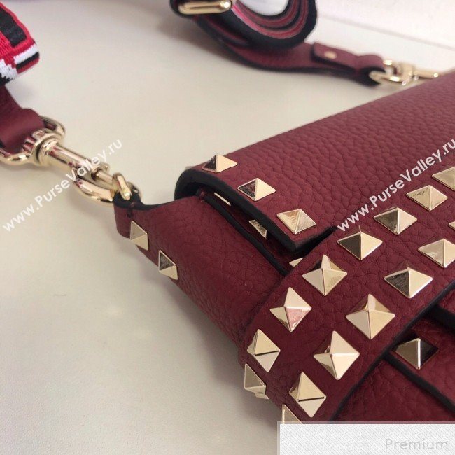 Valentino Rockstud Rolling Sandle Shoulder Bag Burgundy 2019 (JJ3-9041917)