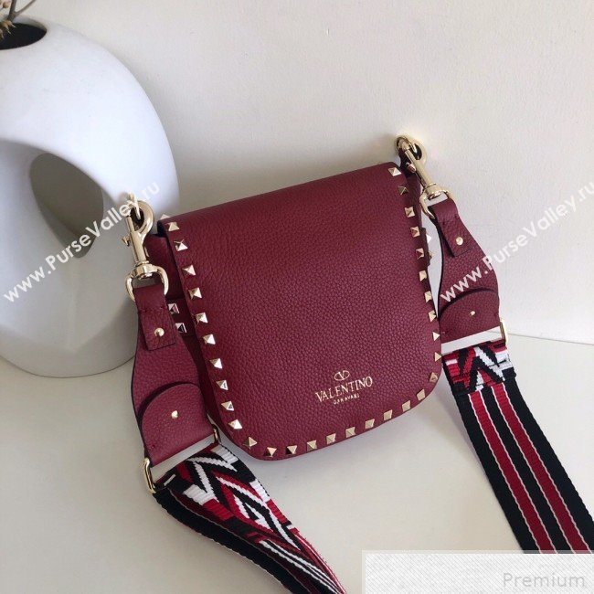 Valentino Rockstud Rolling Sandle Shoulder Bag Burgundy 2019 (JJ3-9041917)
