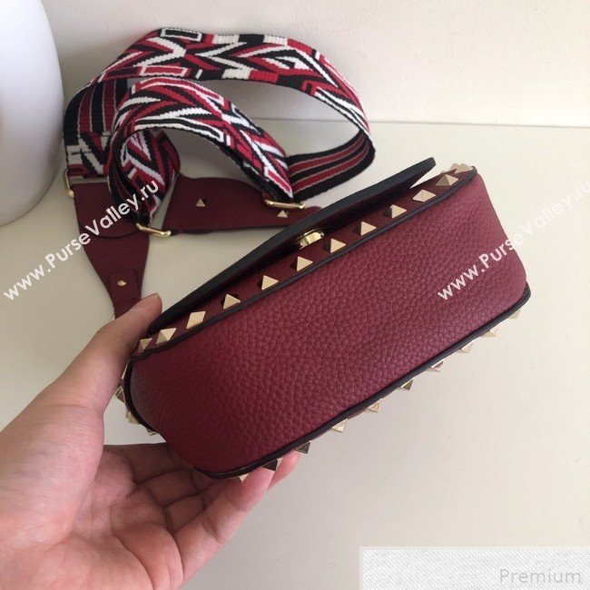 Valentino Rockstud Rolling Sandle Shoulder Bag Burgundy 2019 (JJ3-9041917)