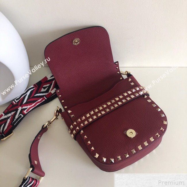 Valentino Rockstud Rolling Sandle Shoulder Bag Burgundy 2019 (JJ3-9041917)