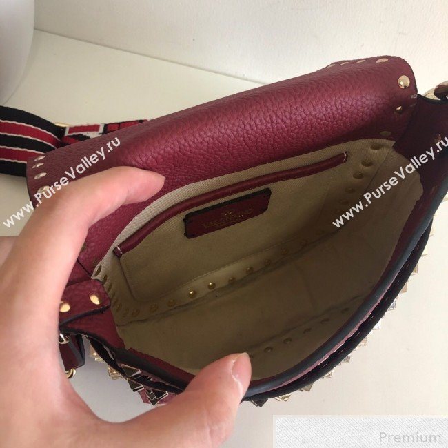 Valentino Rockstud Rolling Sandle Shoulder Bag Burgundy 2019 (JJ3-9041917)