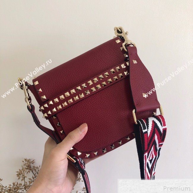 Valentino Rockstud Rolling Sandle Shoulder Bag Burgundy 2019 (JJ3-9041917)