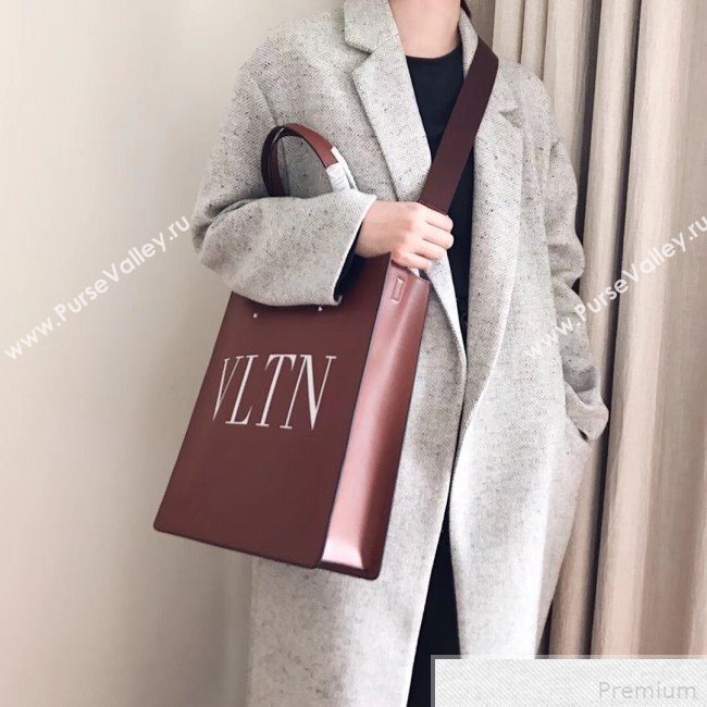 Valentino VLTN Rockstud Calfskin Shopper Tote Bag Brown 2019 (JJ3-9041920)