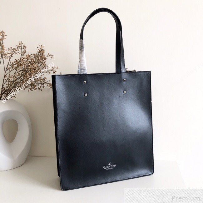 Valentino VLTN Rockstud Calfskin Shopper Tote Bag Black 2019 (JJ3-9041918)