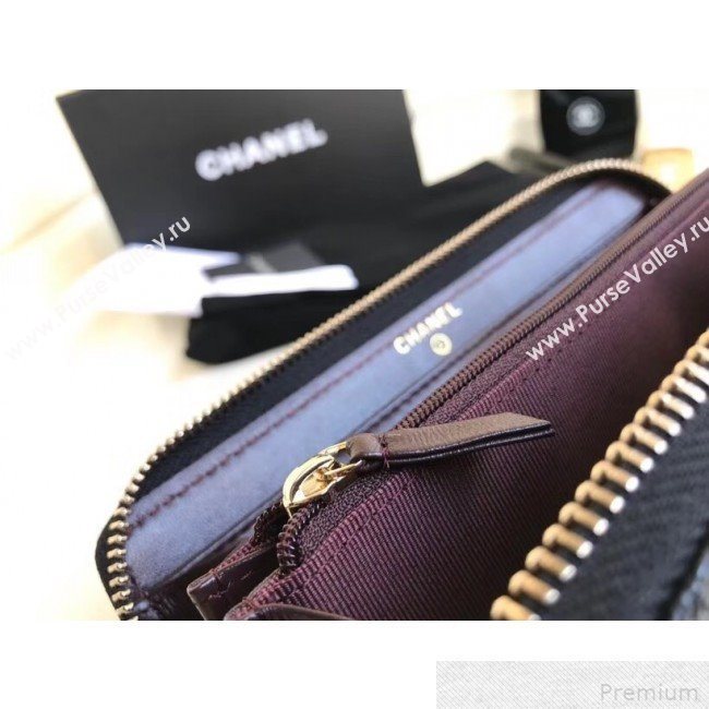 Chanel Zip Around Long Wallet in Grained Leather Black/Gold (YD-9042723)