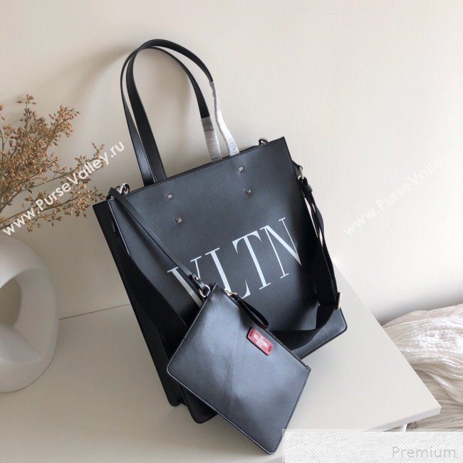 Valentino VLTN Rockstud Calfskin Shopper Tote Bag Black 2019 (JJ3-9041918)