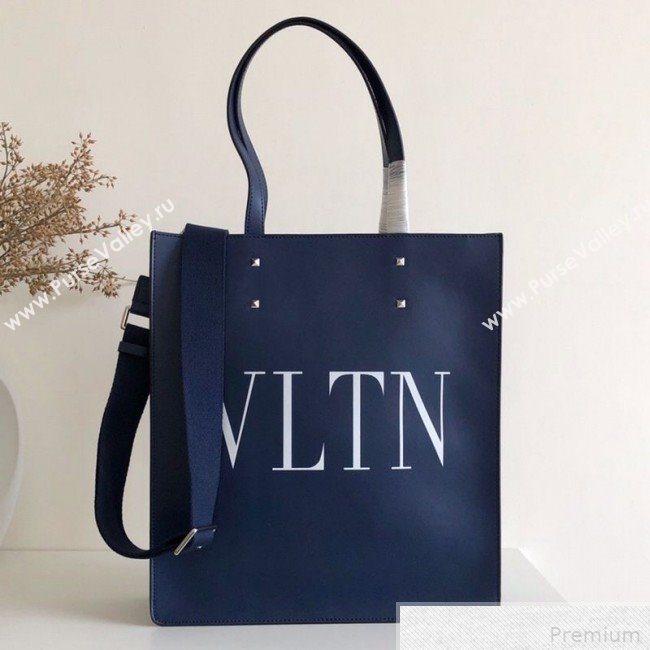 Valentino VLTN Rockstud Calfskin Shopper Tote Bag Blue 2019 (JJ3-9041919)