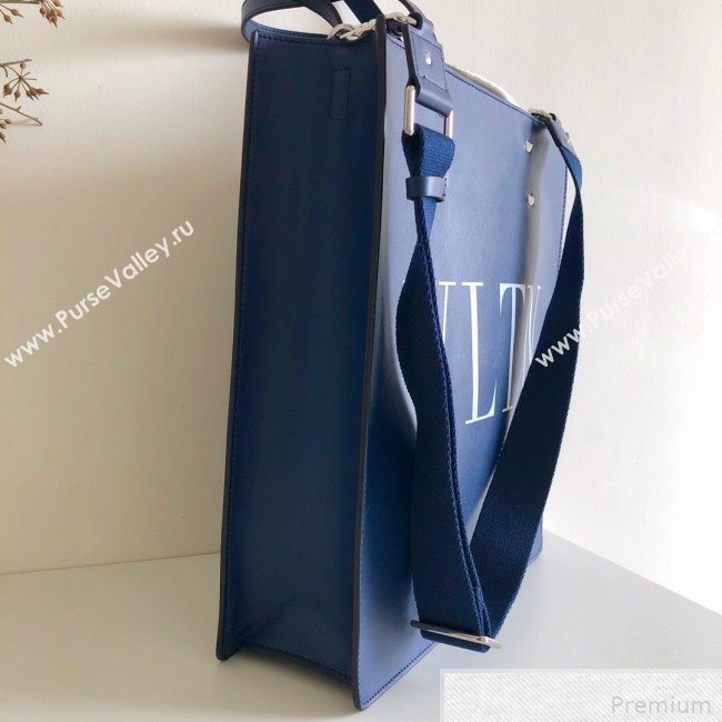 Valentino VLTN Rockstud Calfskin Shopper Tote Bag Blue 2019 (JJ3-9041919)