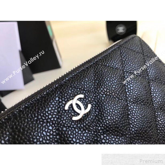 Chanel Zip Around Long Wallet in Grained Leather Black (YD-9042724)
