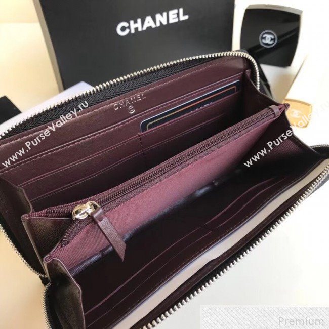 Chanel Zip Around Long Wallet in Grained Leather Black (YD-9042724)