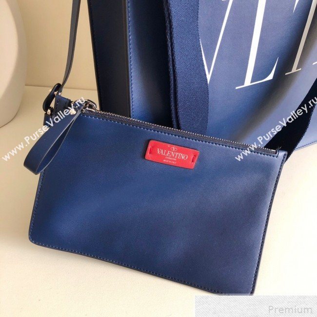 Valentino VLTN Rockstud Calfskin Shopper Tote Bag Blue 2019 (JJ3-9041919)