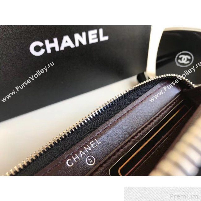 Chanel Zip Around Long Wallet in Grained Leather Black (YD-9042724)