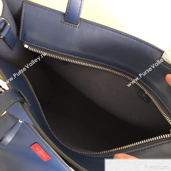 Valentino VLTN Rockstud Calfskin Shopper Tote Bag Blue 2019 (JJ3-9041919)