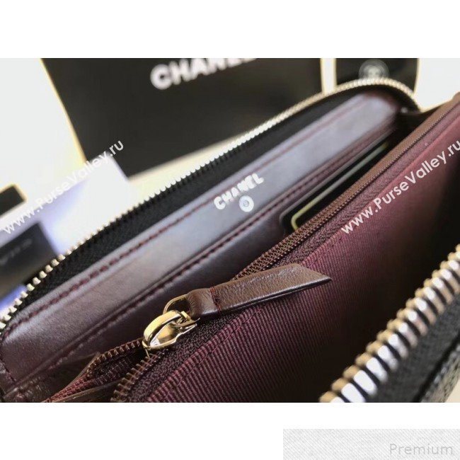 Chanel Zip Around Long Wallet in Grained Leather Black (YD-9042724)