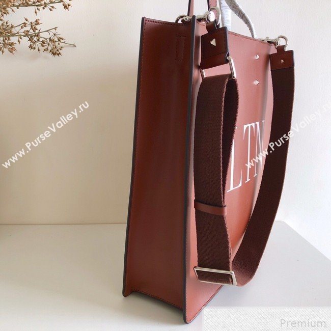 Valentino VLTN Rockstud Calfskin Shopper Tote Bag Brown 2019 (JJ3-9041920)