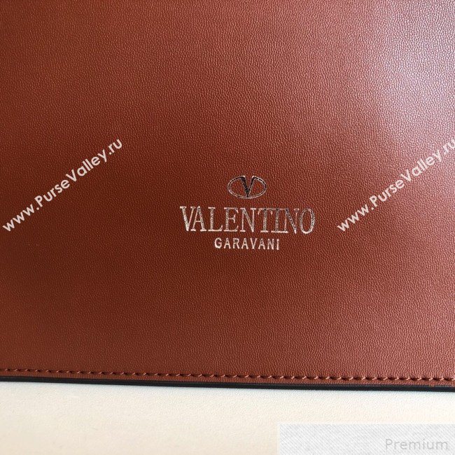 Valentino VLTN Rockstud Calfskin Shopper Tote Bag Brown 2019 (JJ3-9041920)