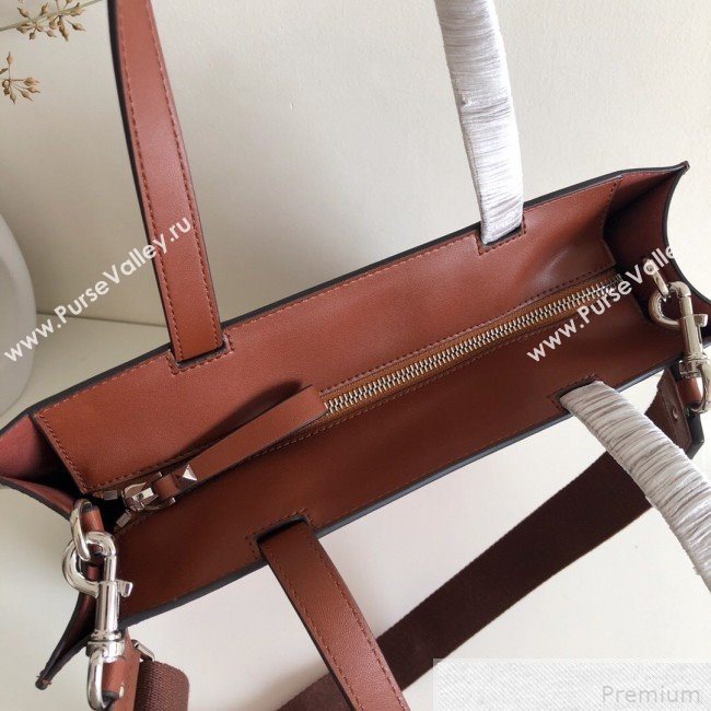 Valentino VLTN Rockstud Calfskin Shopper Tote Bag Brown 2019 (JJ3-9041920)