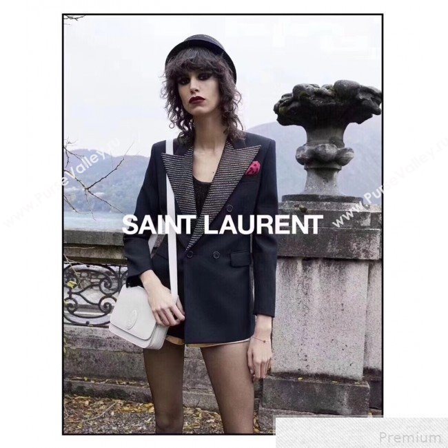 Saint Laurent LE 61 Small Saddle Bag in Smooth Leather 568569 White 2019 (KTS-9041924)